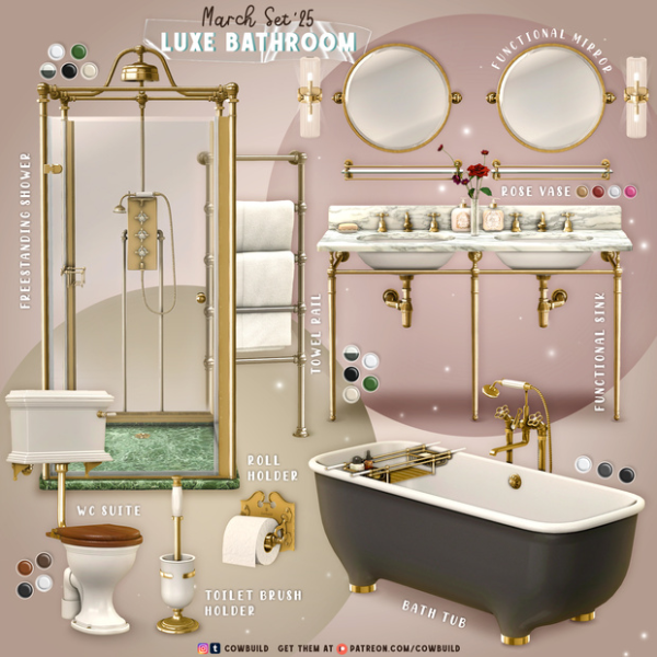 Alpha Luxe Bathroom by cowbuild - The Sims 4 Custom Content