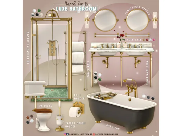 Alpha Luxe Bathroom by cowbuild - The Sims 4 Custom Content