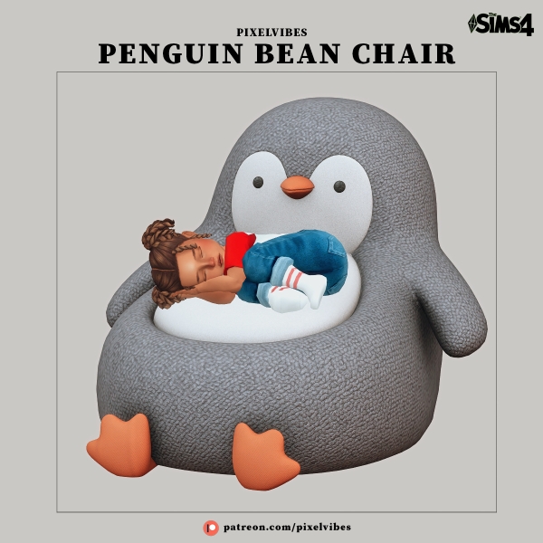 Alpha Penguin Bean Chair by pixelvibes - The Sims 4 Custom Content