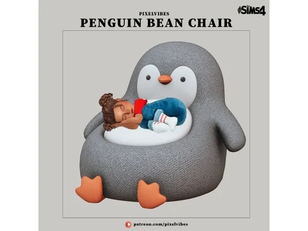Alpha Penguin Bean Chair - The Sims 4 Custom Content