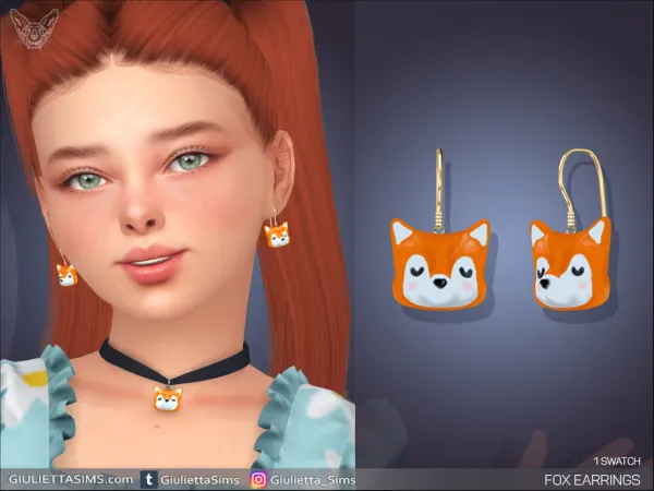 Alpha Fox Earrings For Kids - The Sims 4 Custom Content