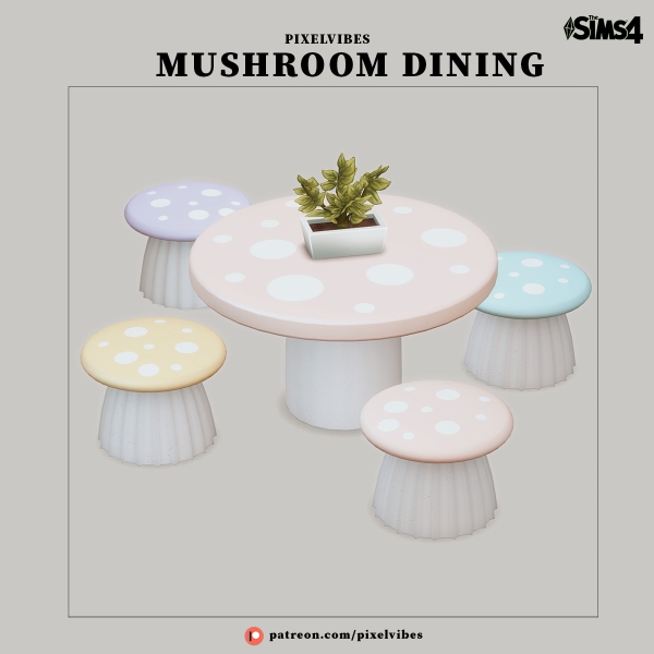 Alpha Mushroom Dining by pixelvibes - The Sims 4 Custom Content