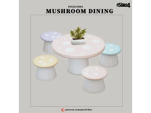 Alpha Mushroom Dining - The Sims 4 Custom Content