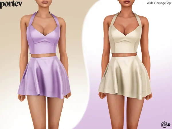 Alpha Wide Cleavage Top by portev - The Sims 4 Custom Content