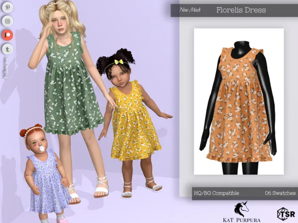 Maxis Match Florelis Dress Child by KaTPurpura - The Sims 4 Custom Content