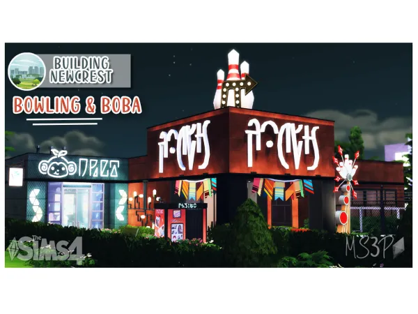 Maxis Match Bowling and Boba Building Newcrest by MS3P - The Sims 4 Custom Content