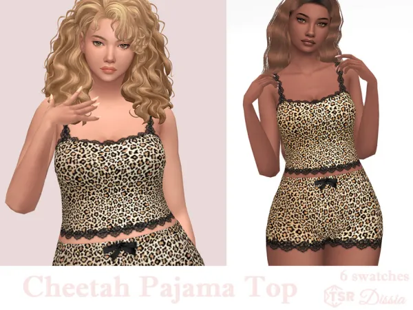 Mix Cheetah Pajama Top by thesimsresource - The Sims 4 Custom Content