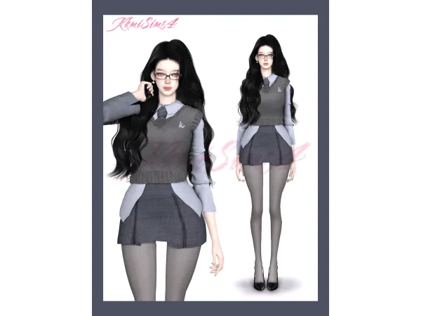 Mix Preppy look Pantyhose by KkmiSims4 - The Sims 4 Custom Content