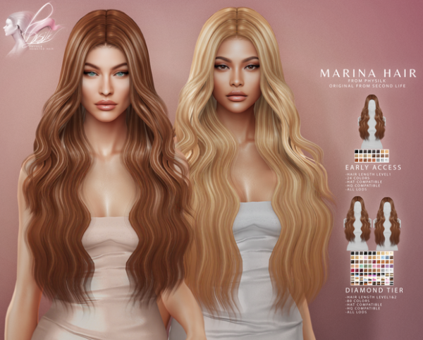 Alpha MARINA HAIR by simsfinds - The Sims 4 Custom Content