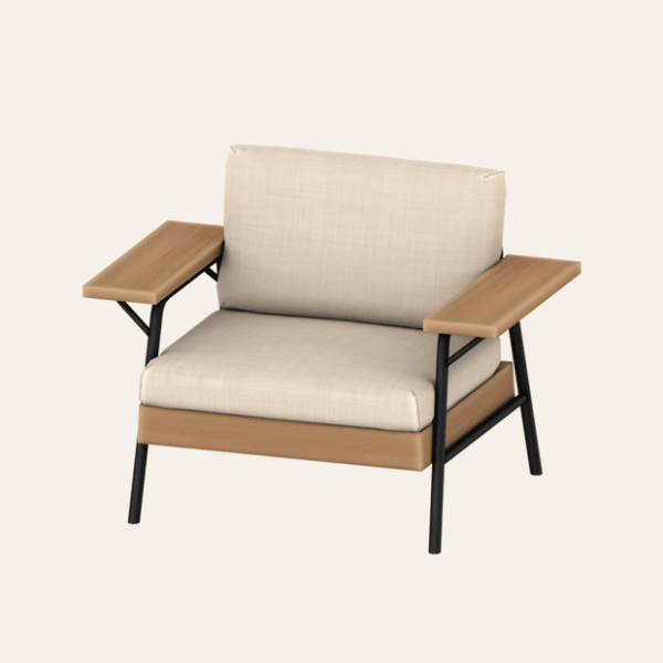Maxis Match Wooden Armrest Sofa by simsfinds - The Sims 4 Custom Content