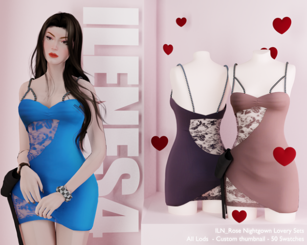 Mix ILN Rose Nightgown by ilenes4 - The Sims 4 Custom Content