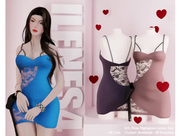 Mix ILN Rose Nightgown - The Sims 4 Custom Content