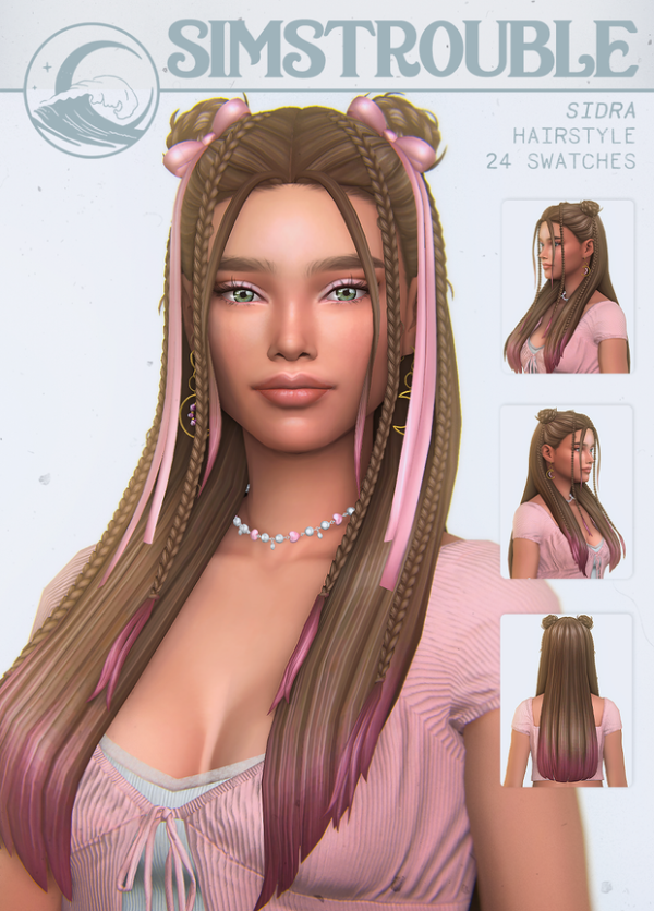 Maxis Match Sidra Hairstyle (3 Versions) by simsfinds - The Sims 4 Custom Content