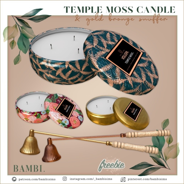 Alpha temple moss candle by bambisims - The Sims 4 Custom Content