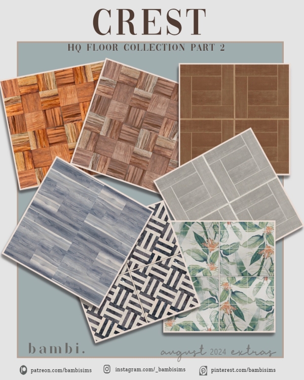 Alpha crest floor collection part 2 by bambisims - The Sims 4 Custom Content