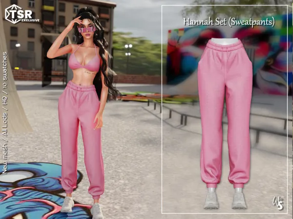 Alpha Hannah Set (Sweatpants) by thesimsresource - The Sims 4 Custom Content