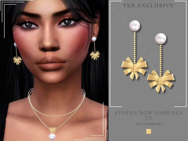 Alpha Athena Bow Earrings v2 by Glitterberryfly - The Sims 4 Custom Content