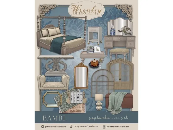 Alpha wrenley bedroom set - The Sims 4 Custom Content