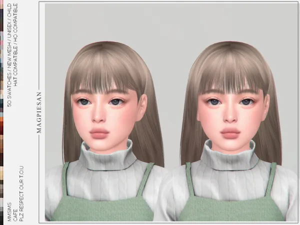 Alpha Cafe Hair for Child by magpiesan - The Sims 4 Custom Content