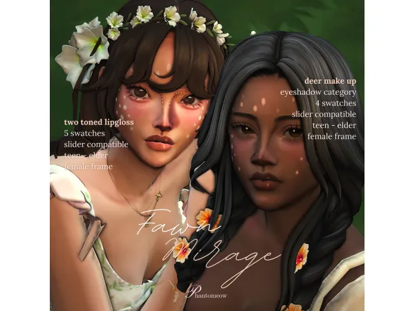 Maxis Match fawn mirage deer make up set phantomeow - The Sims 4 Custom Content