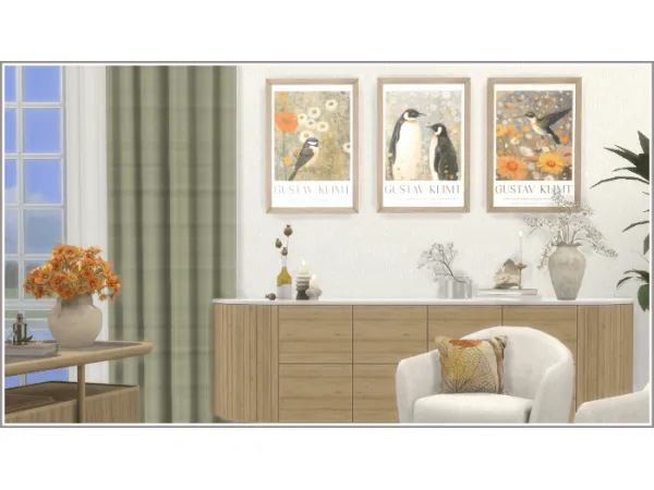 Maxis Match Klimt Avian Reverie Sofa Pillows by PhiloTSR - The Sims 4 Custom Content