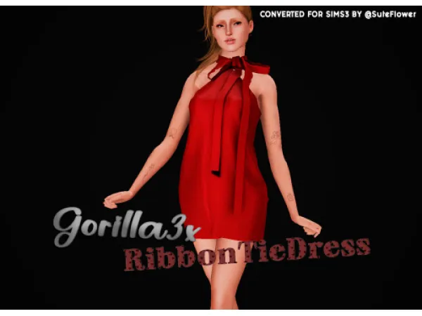4to3 Gorilla3x RibbonTieDress by suteflower - The Sims 3 Custom Content