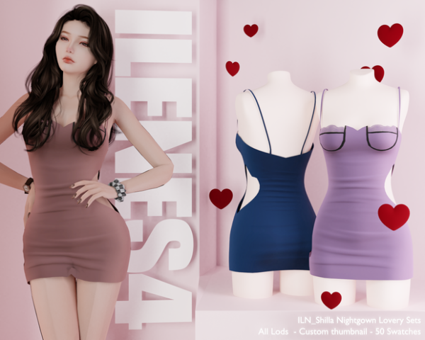 Mix ILN Shilla Nightgown by ilenes4 - The Sims 4 Custom Content