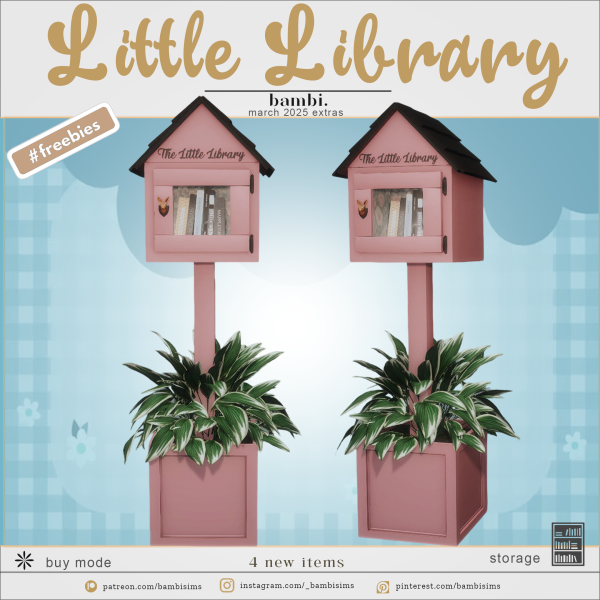 Alpha little library by bambisims - The Sims 4 Custom Content