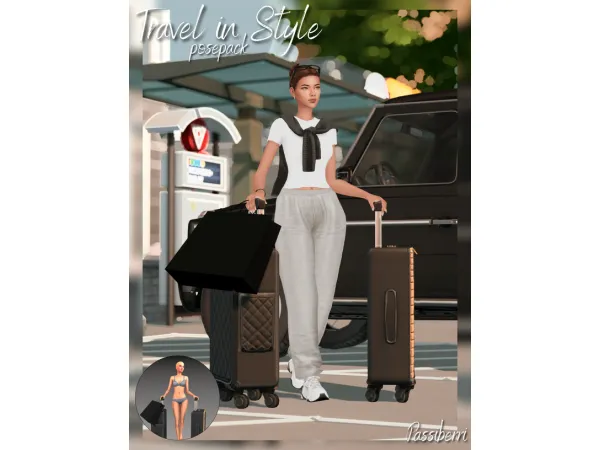 Mix Travel in Style Posepack by passiberri - The Sims 4 Custom Content