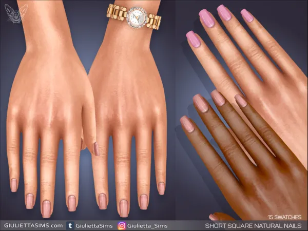 Alpha Short Square Natural Nails - The Sims 4 Custom Content
