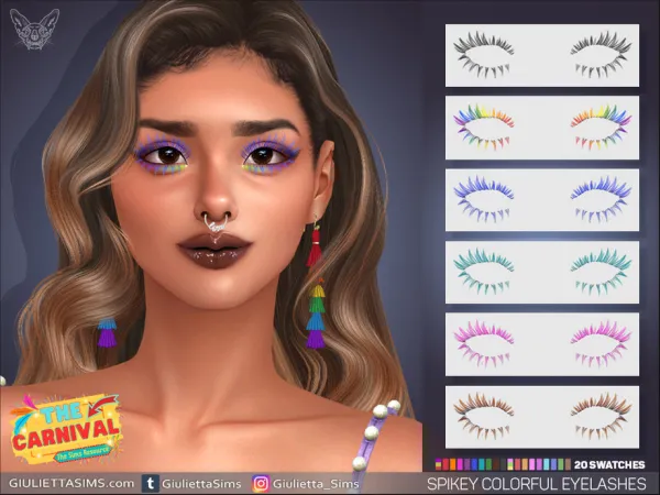 Alpha Carnival Spikey Colorful Eyelashes - The Sims 4 Custom Content