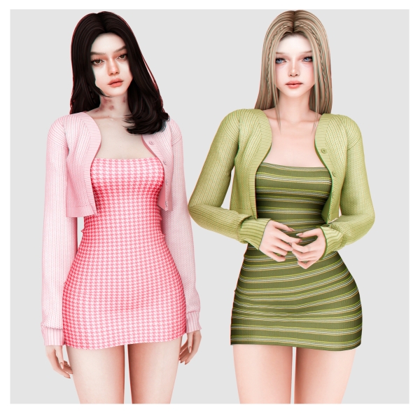 Alpha Selena Dress With Mini Cardigan by unknown66irl - The Sims 4 Custom Content