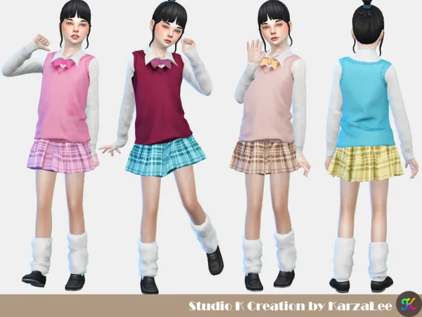 Maxis Match kawaii uniform set child by karzalee - The Sims 4 Custom Content
