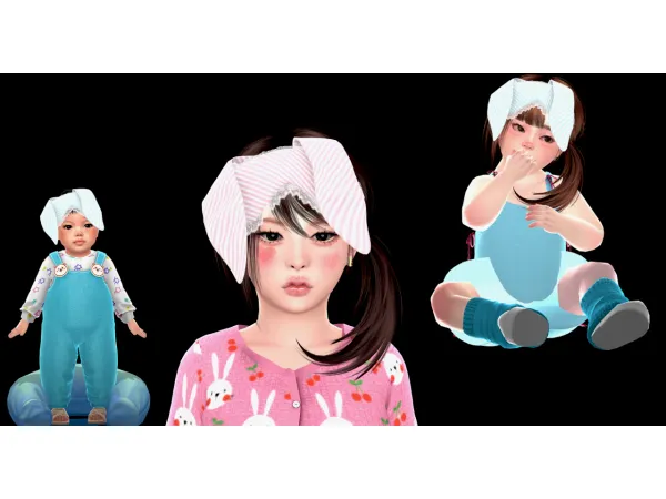 Alpha [JINO] HAIR N47 1 2 HAIR CONVERSION FOR CHILD AND TODDLER u3010333u3011Rabbit Eye mask ACC CONVERSION by yourjinworld - The Sims 4 Custom Content