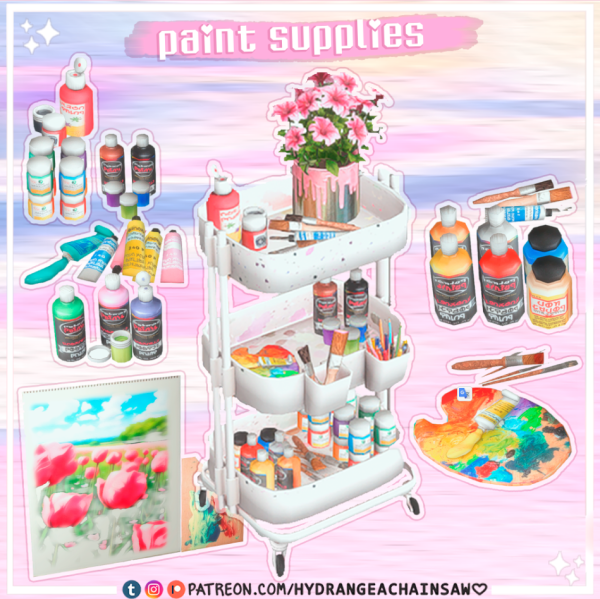 Maxis Match Wandering Artist paint supplies by hydrangeachainsaw - The Sims 4 Custom Content