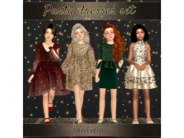 Mix Party dresses set for kids - The Sims 4 Custom Content