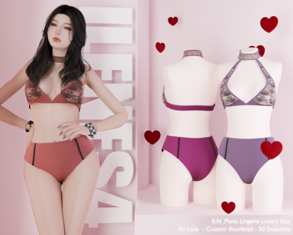 Mix ILN Piona Lingerie by ilenes4 - The Sims 4 Custom Content