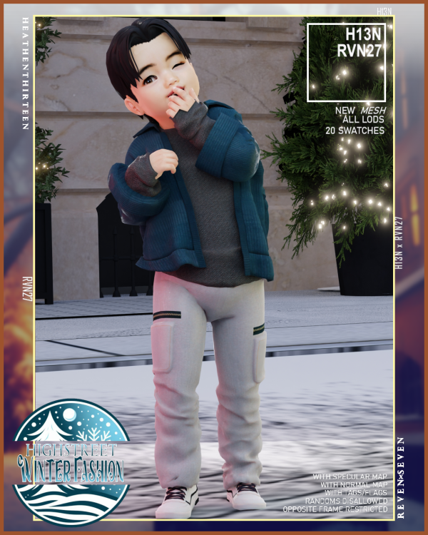 Alpha Toddler's Laid Back Coach Jacket with Sweater Undershirt by simsfinds - The Sims 4 Custom Content