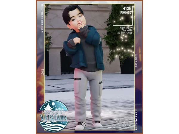 Alpha Toddler's Laid Back Coach Jacket with Sweater Undershirt by rvn2seven - The Sims 4 Custom Content