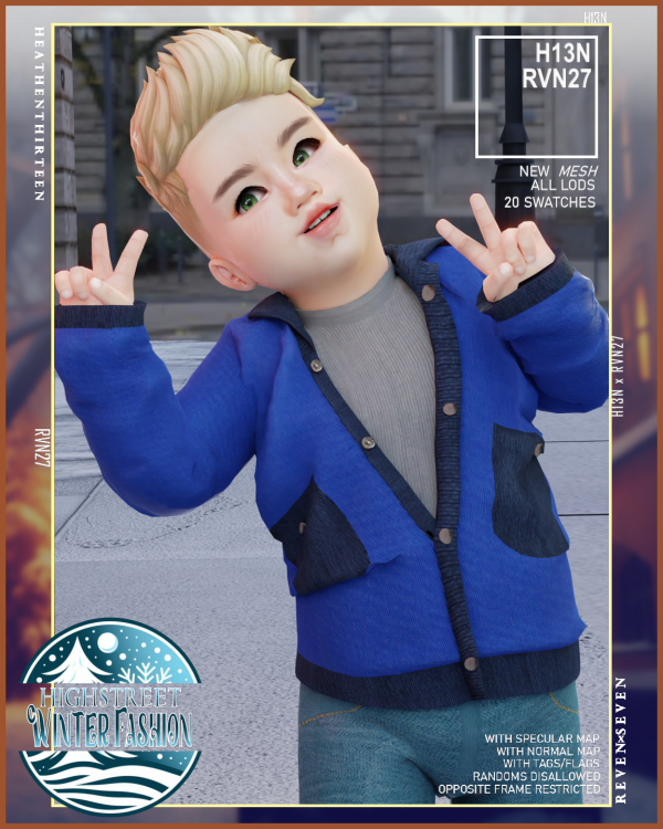 Alpha Toddler's Snap Button Winter Fleece Jacket with Mockneck Pullover (Male) by simsfinds - The Sims 4 Custom Content
