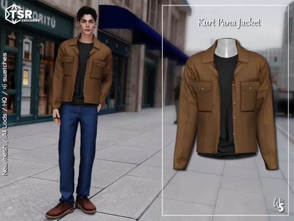 Alpha Kurt Set Pana Jacket for men by WisteriaSims - The Sims 4 Custom Content