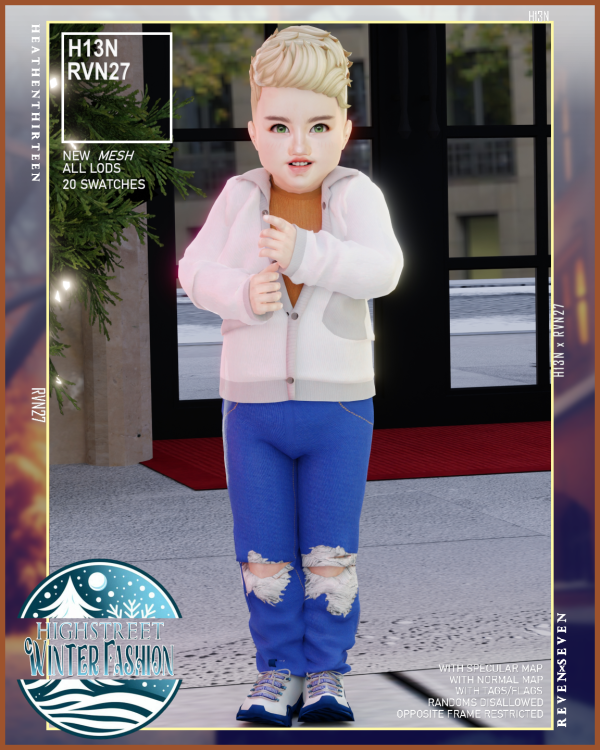 Alpha Toddler's Classic Relaxed Fit Ripped Jeans by simsfinds - The Sims 4 Custom Content