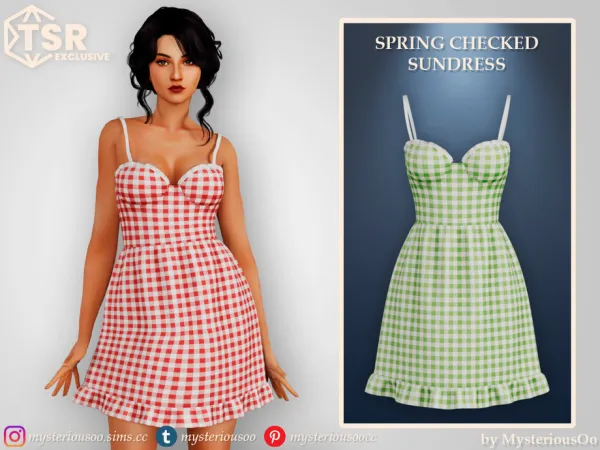 Mix Spring checked sundress by MysteriousOo - The Sims 4 Custom Content