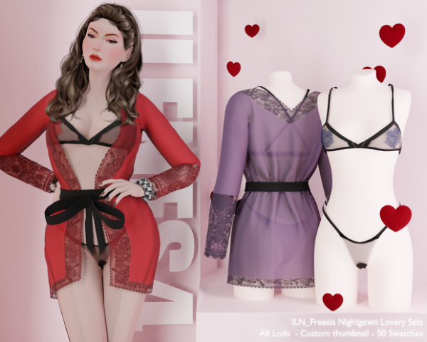 Mix ILN Freesia Nightgown Set by ilenes4 - The Sims 4 Custom Content
