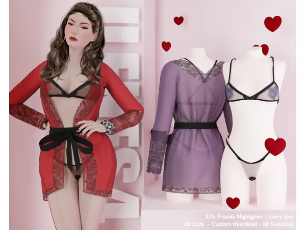 Mix ILN Freesia Nightgown Set - The Sims 4 Custom Content
