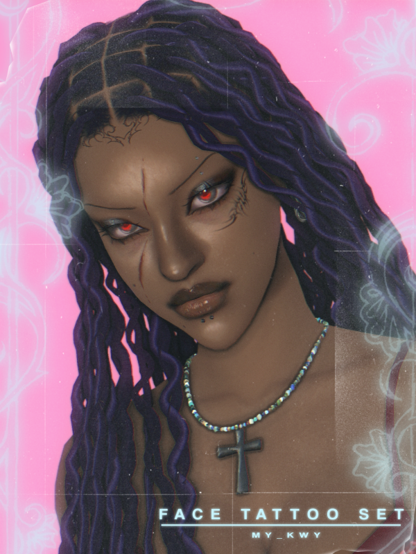 Mix [MY KWY] FACE TATTOOS by simsfinds - The Sims 4 Custom Content