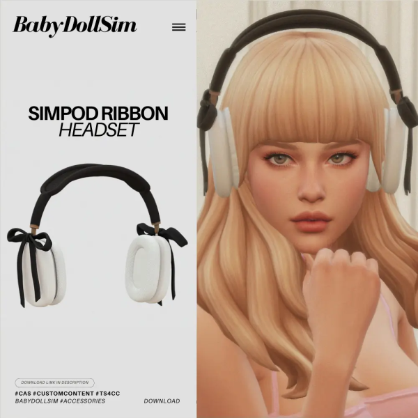 Maxis Match SIMPOD RIBBON HEADSET by simsfinds - The Sims 4 Custom Content