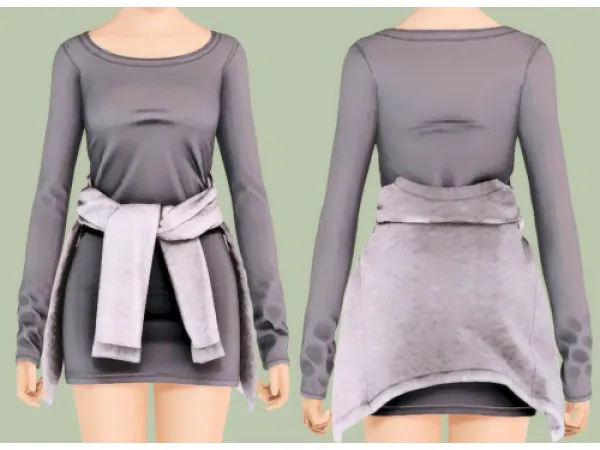 [PattSimsBlog] RIMINGS Sweater Tied Around Waist with T Shirt Dress Conversion - The Sims 3 Custom Content