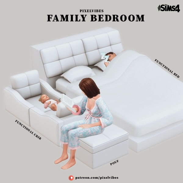 Alpha Family Bedroom by pixelvibes - The Sims 4 Custom Content