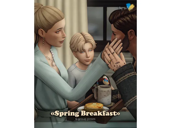 Mix Pose Pack Spring Breakfast by vellesa - The Sims 4 Custom Content